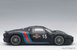 AutoArt Porsche 918 Spyder Weissach Package Matt Black Martini Livery 1:18 Modell