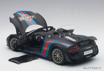 AutoArt Porsche 918 Spyder Weissach Package Matt Black Martini Livery 1:18 Modell
