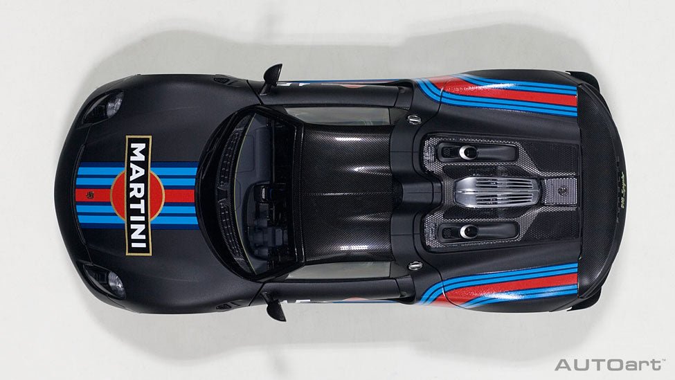 AutoArt Porsche 918 Spyder Weissach Package Matt Black Martini Livery 1:18 Modell