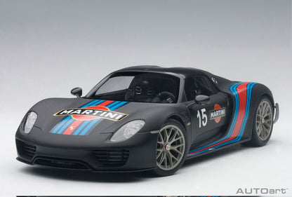 AutoArt Porsche 918 Spyder Weissach Package Matt Black Martini Livery 1:18 Modell