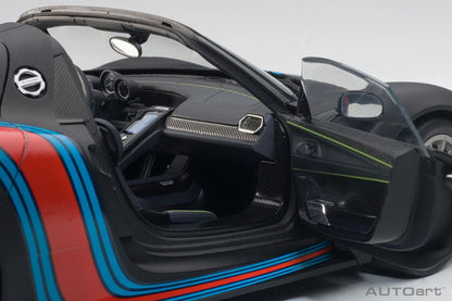 AutoArt Porsche 918 Spyder Weissach Package Matt Black Martini Livery 1:18 Modell