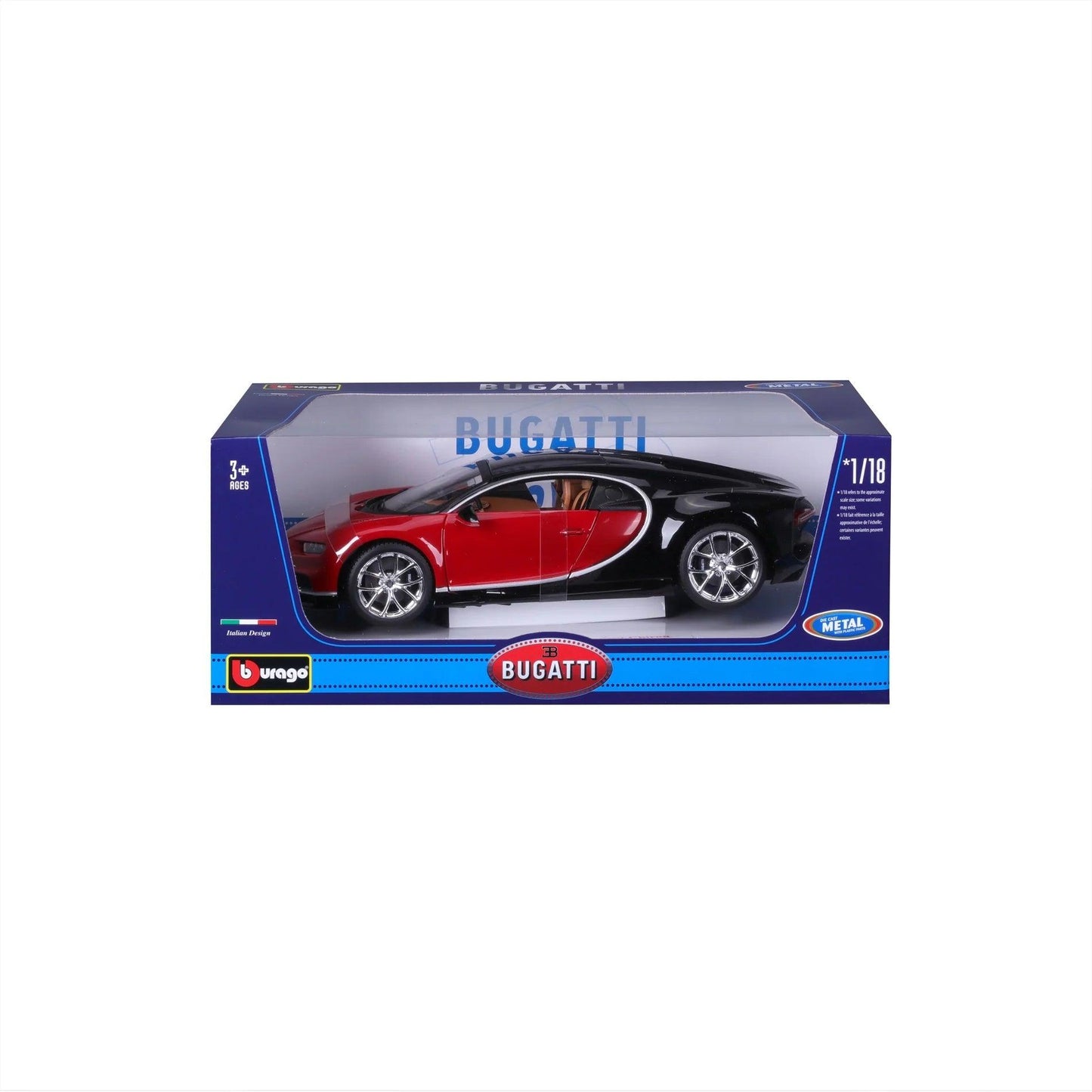 Bburago Bugatti Chiron - Red/Black 1:18 Modell - Artexio