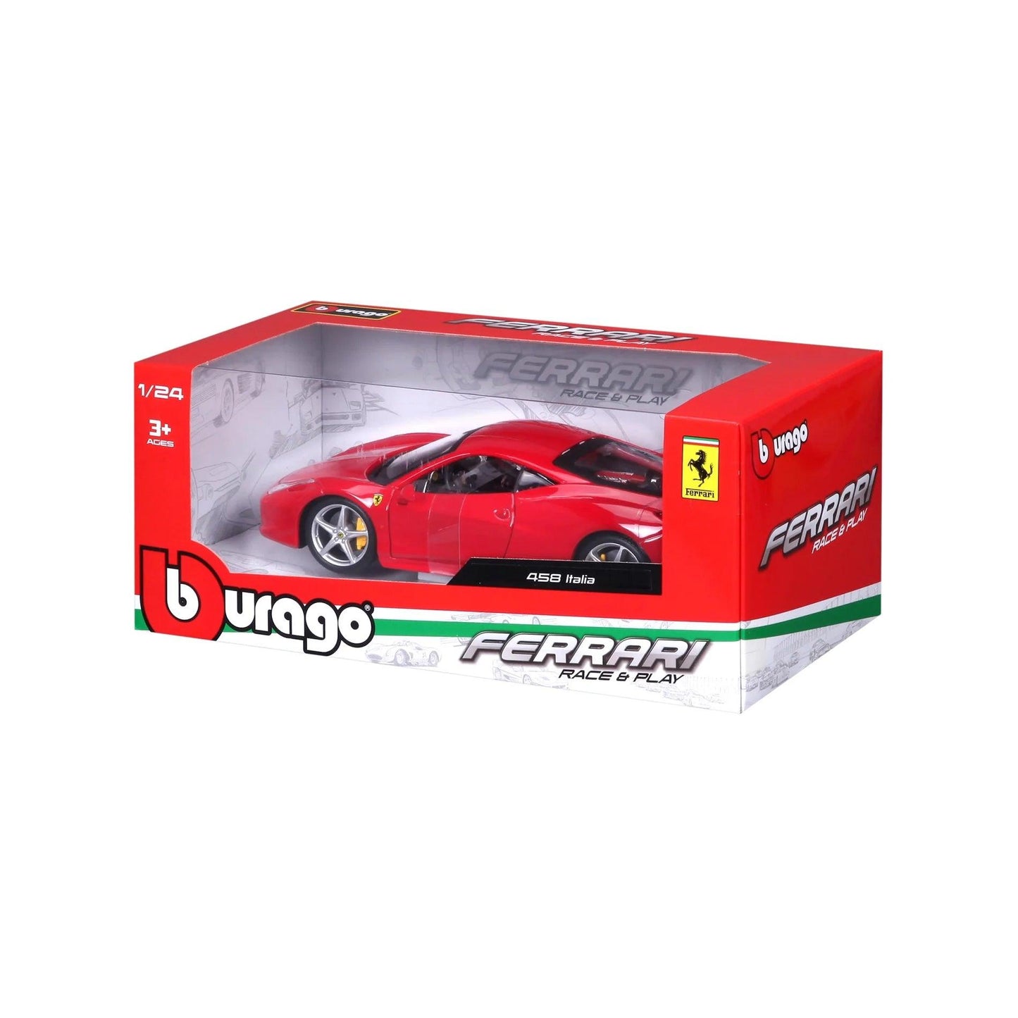 Bburago Ferrari 458 Italia - Red 1:24 Modell - Artexio