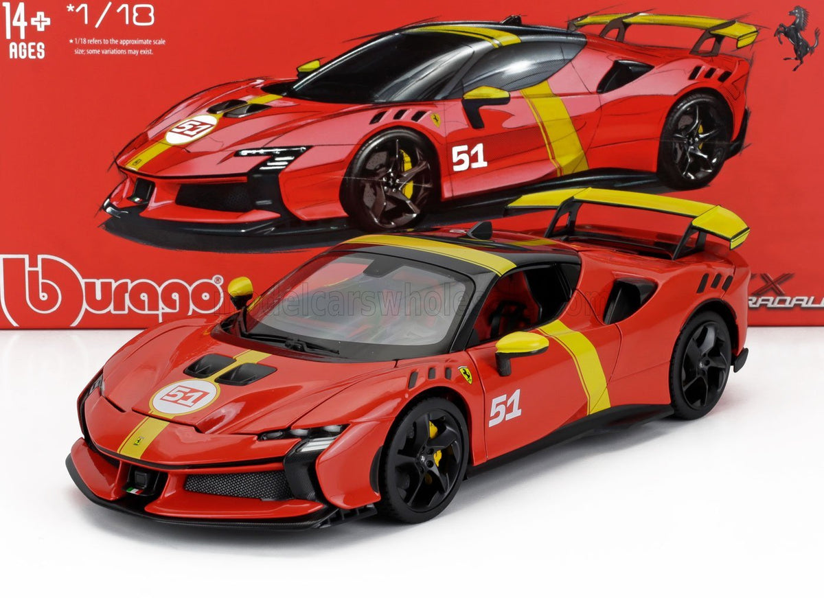 Bburago Ferrari SF90 XX #51 24h Le Mans Winner Livery Signature Serie mit Vitrine 1:18 Modell
