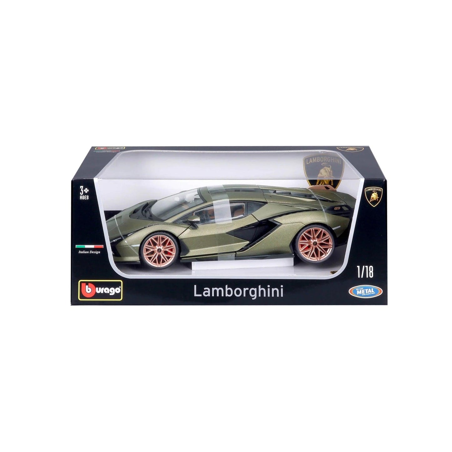 Bburago Lamborghini Sian FKP 37 2019 - Matt Olive Green 1:18 Modell - Artexio