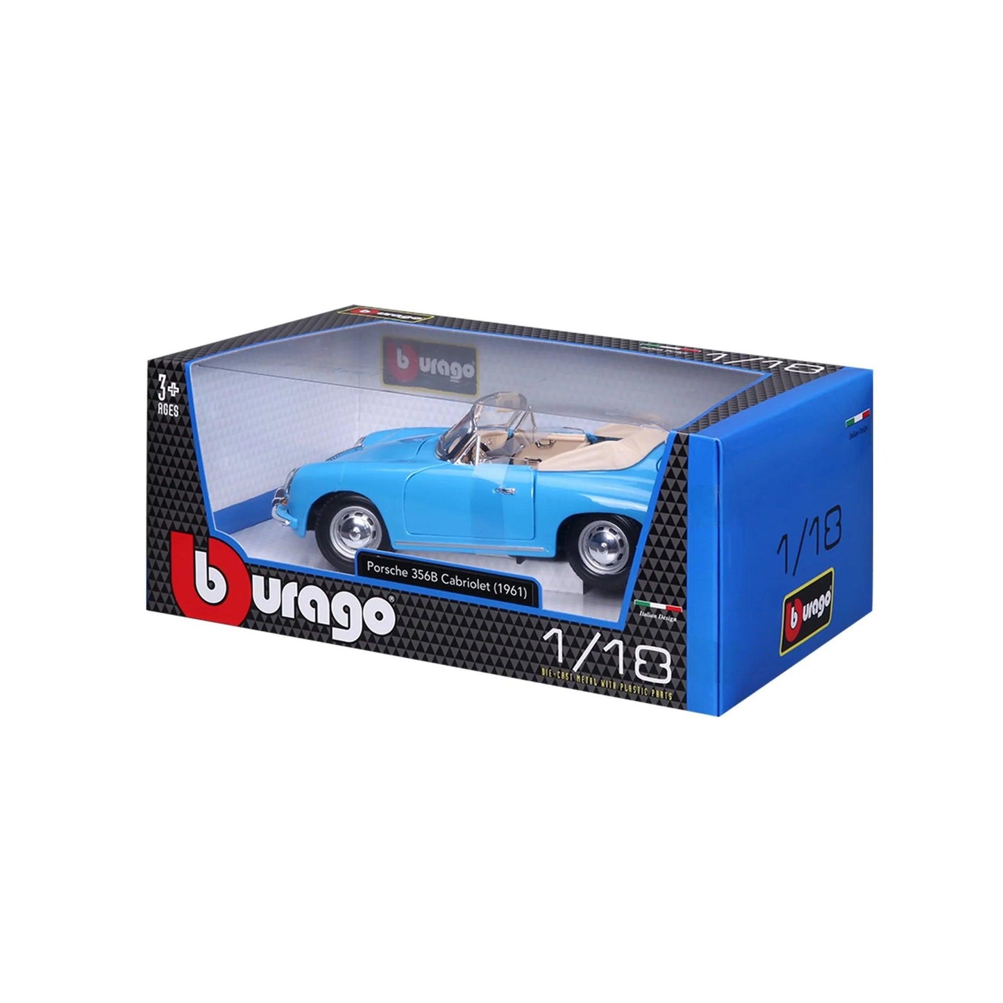 Bburago Porsche 356B Cabriolet 1961 - Blue 1:18 Modell - Artexio