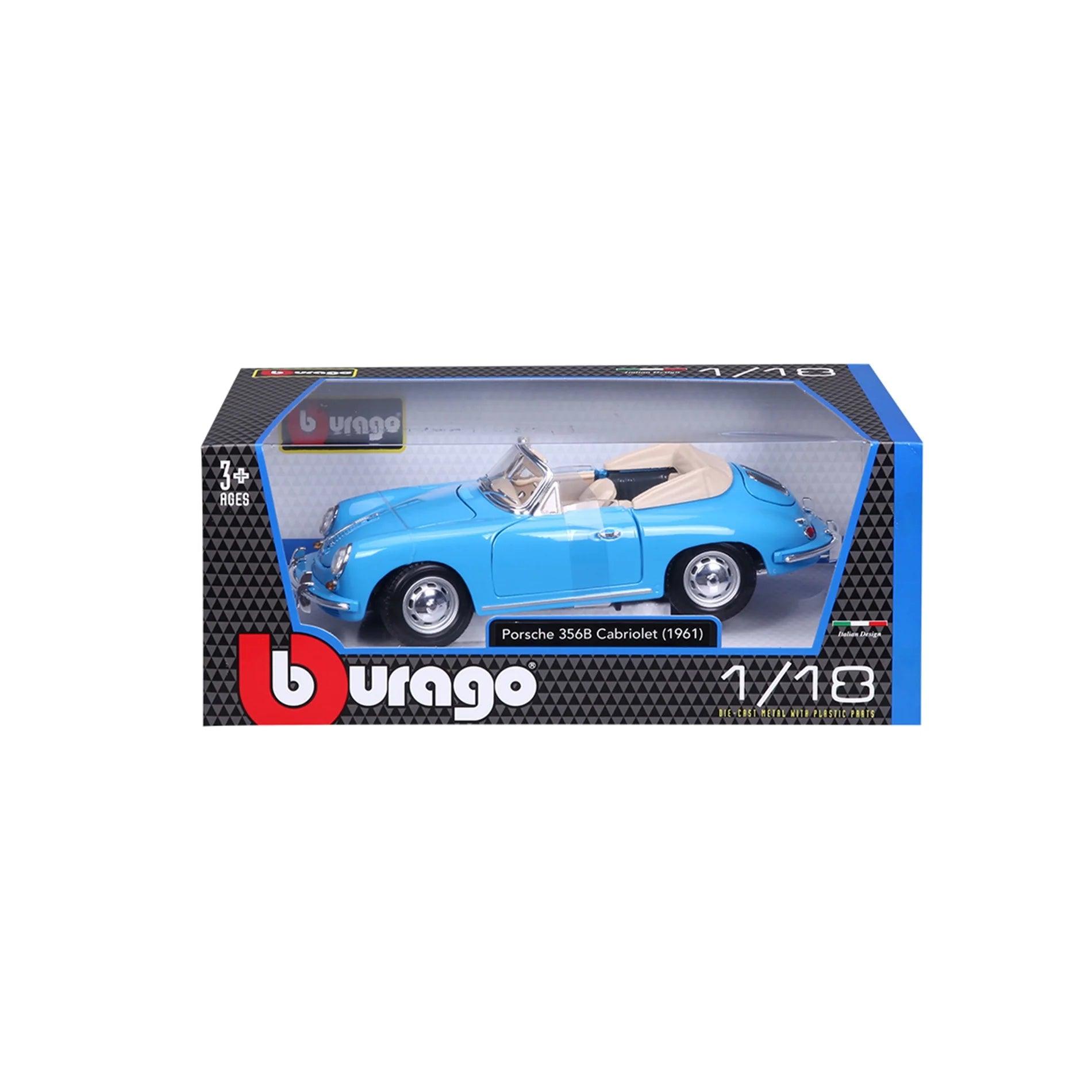 Bburago Porsche 356B Cabriolet 1961 - Blue 1:18 Modell - Artexio