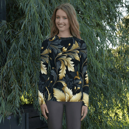 Damen Rash Guard "Golden Flora" - Artexio