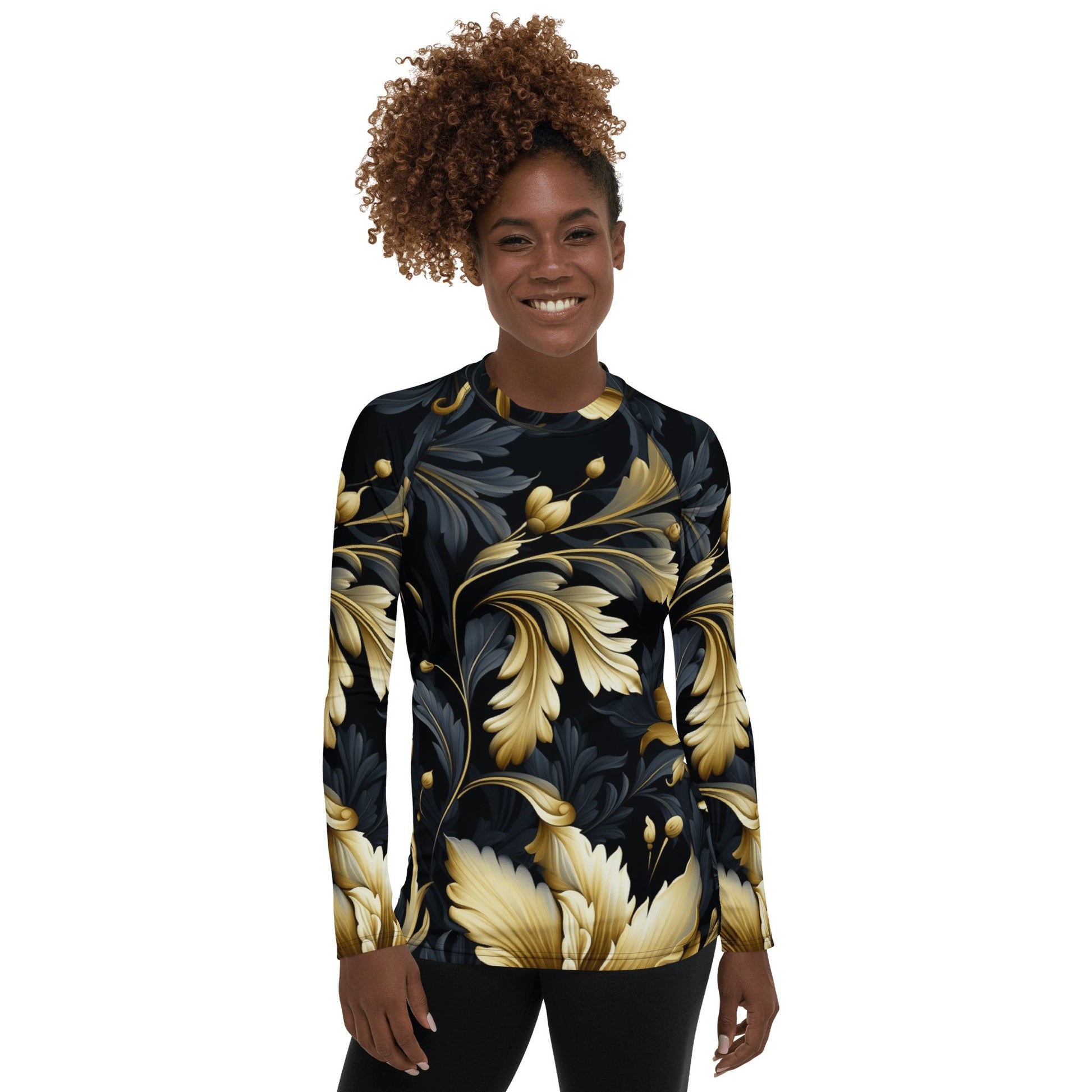 Damen Rash Guard "Golden Flora" - Artexio