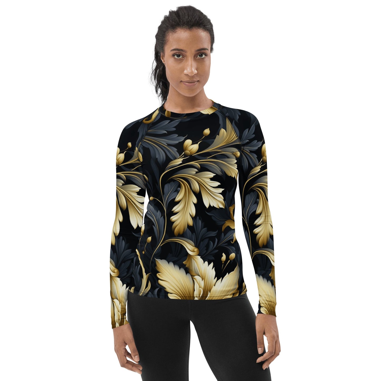 Damen Rash Guard "Golden Flora" - Artexio