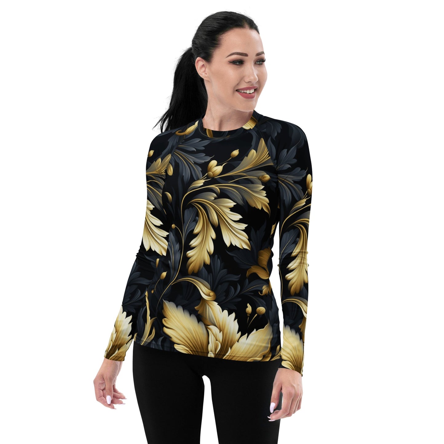 Damen Rash Guard "Golden Flora" - Artexio