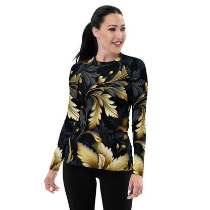 Damen Rash Guard "Golden Flora" - Artexio