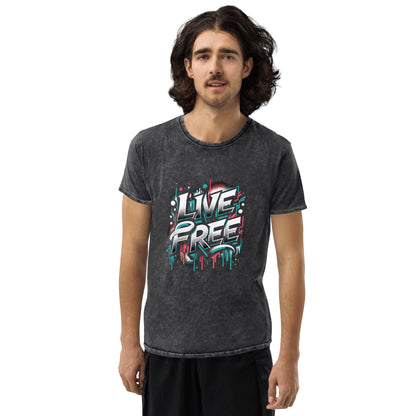 Denim T-Shirt "Live Free" - Artexio