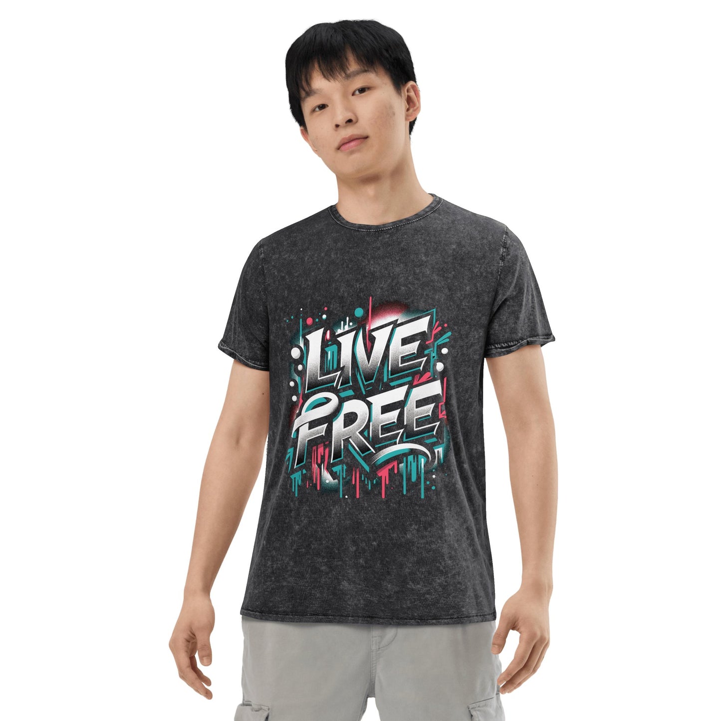 Denim T-Shirt "Live Free" - Artexio