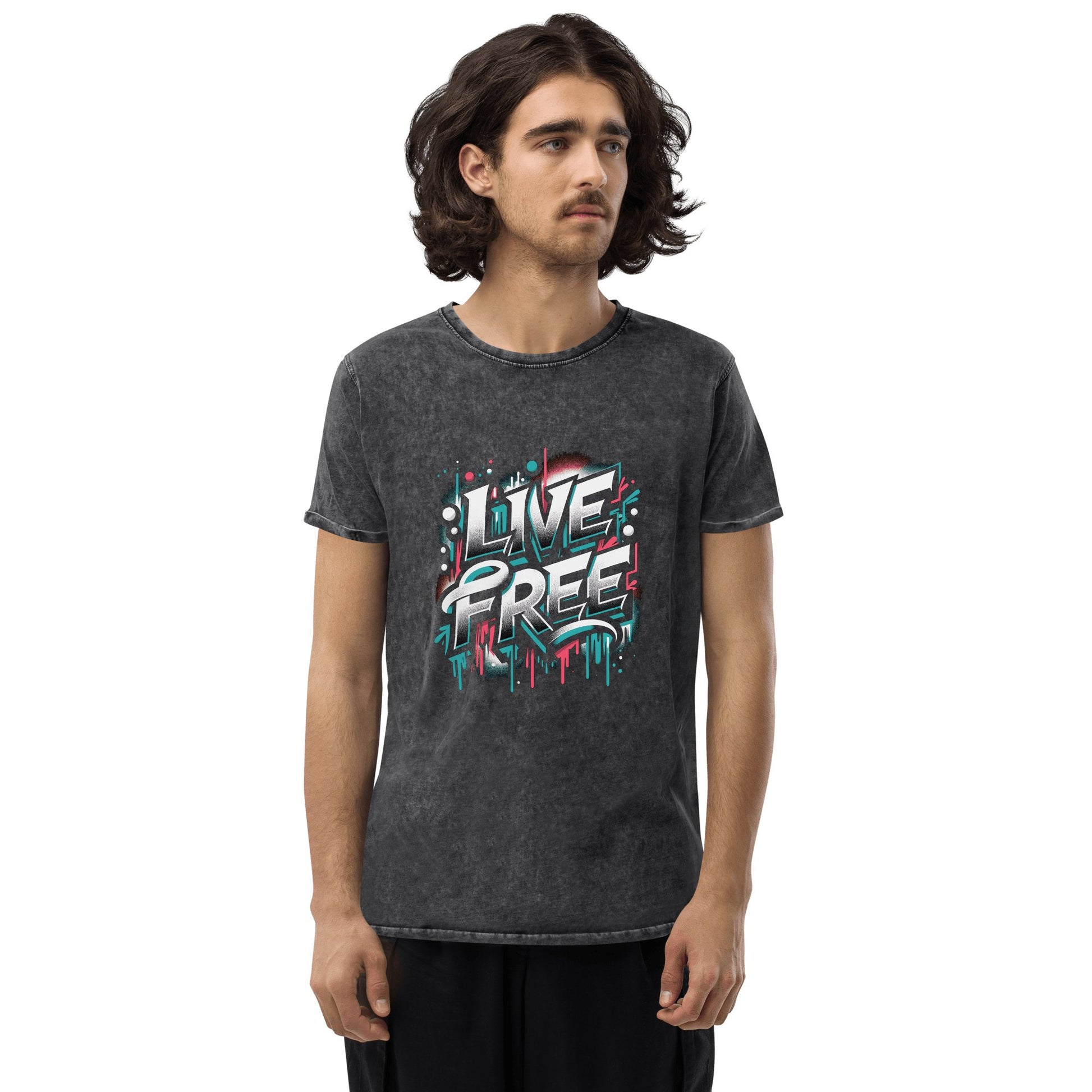 Denim T-Shirt "Live Free" - Artexio