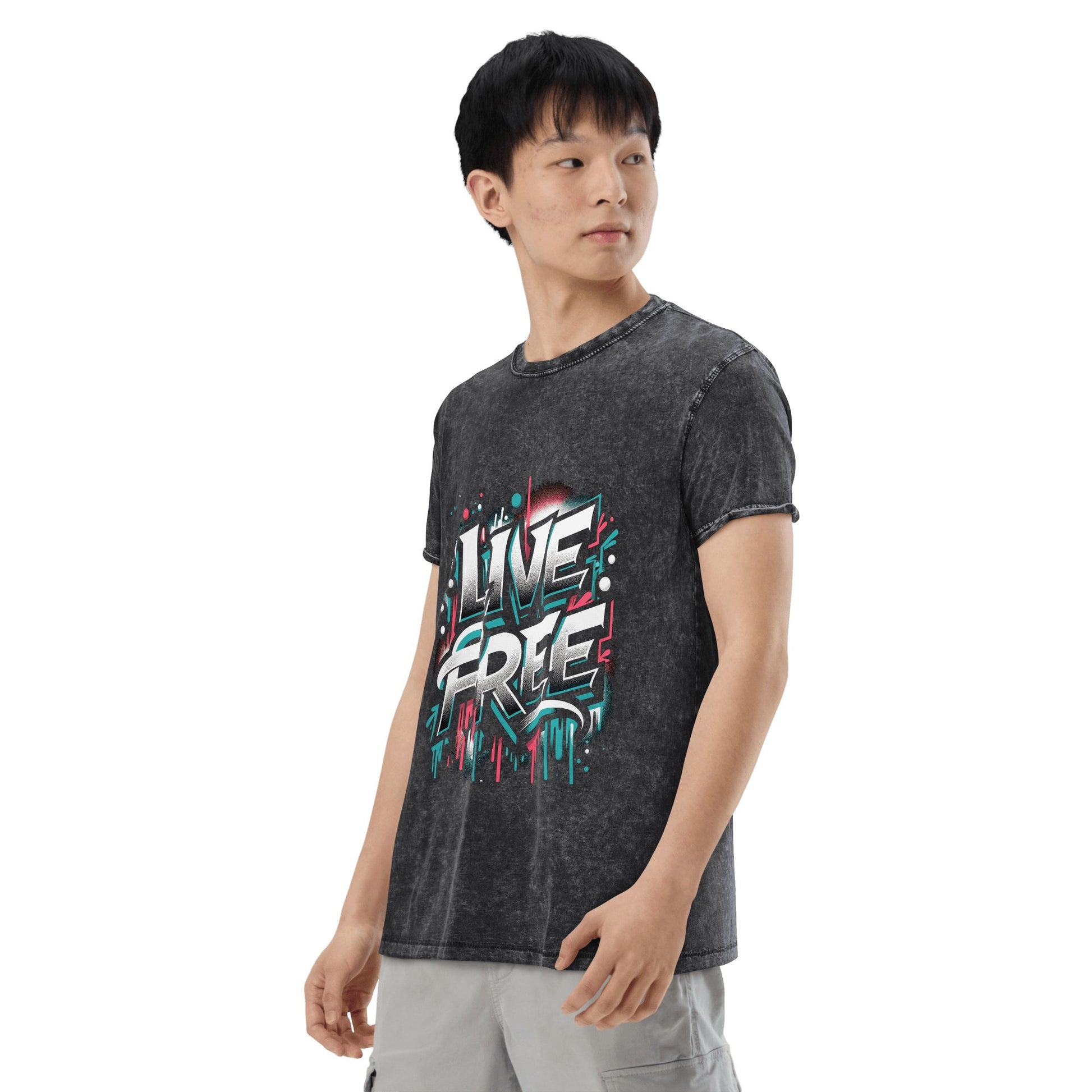 Denim T-Shirt "Live Free" - Artexio