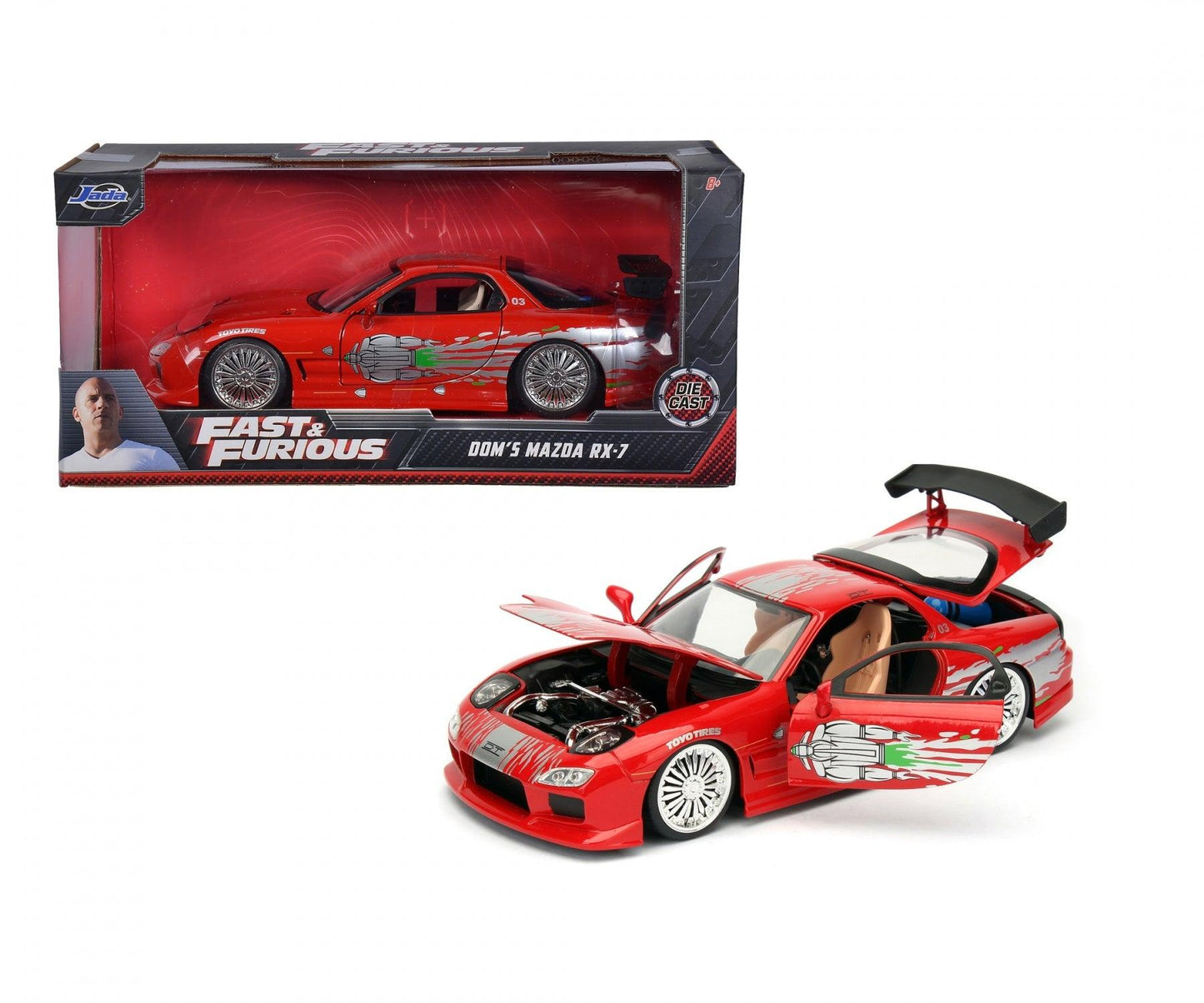 Jadatoys Dom's Mazda RX-7 Red Fast and Furious 1:24 Modell - Artexio