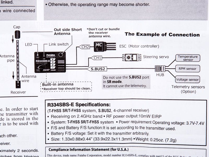 Futaba R334SBS-E Empfänger 2,4GHz T-FHSS SR Telemetrie