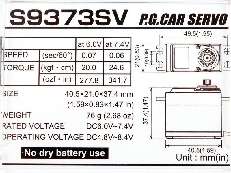Futaba S9373SV Aluminium Servo 0.06s/24.6kg