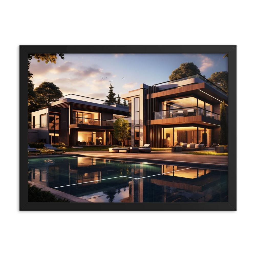 Gerahmtes Poster auf Fotopapier "Modern Mansion" - Artexio