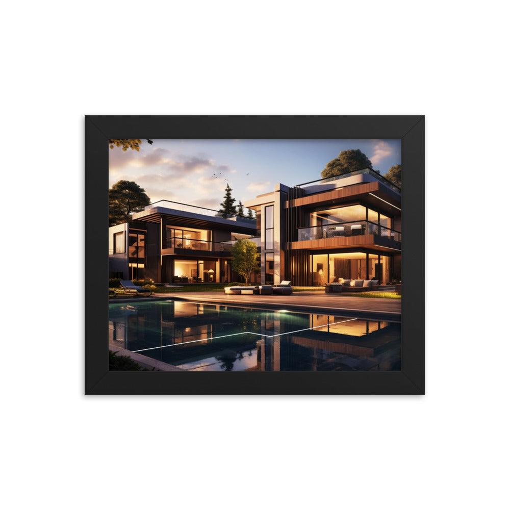 Gerahmtes Poster auf Fotopapier "Modern Mansion" - Artexio