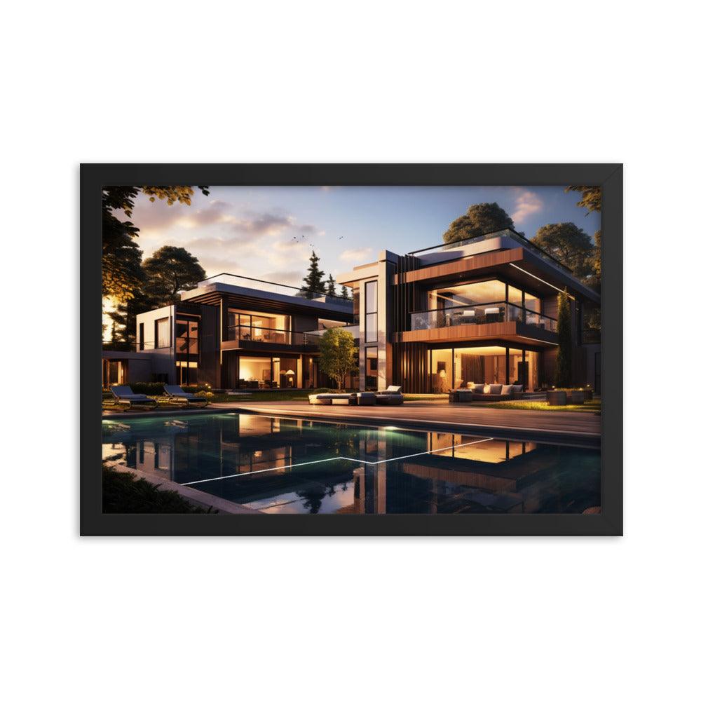 Gerahmtes Poster auf Fotopapier "Modern Mansion" - Artexio