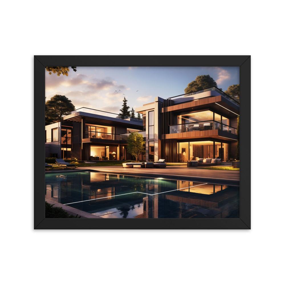 Gerahmtes Poster auf Fotopapier "Modern Mansion" - Artexio