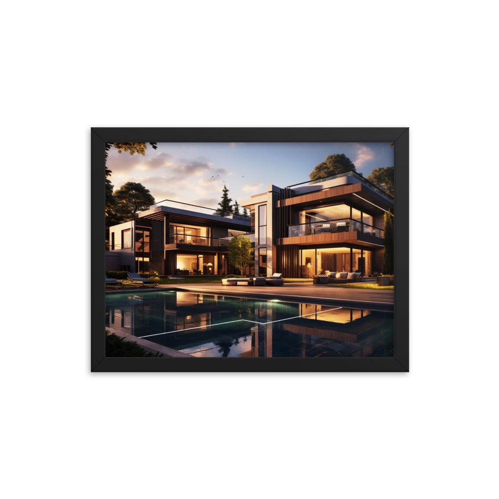 Gerahmtes Poster auf Fotopapier "Modern Mansion" - Artexio