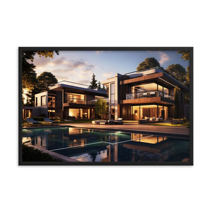 Gerahmtes Poster auf Fotopapier "Modern Mansion" - Artexio