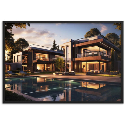 Gerahmtes Poster auf mattem Papier "Modern Mansion" - Artexio