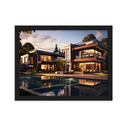 Gerahmtes Poster auf mattem Papier "Modern Mansion" - Artexio