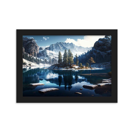 Gerahmtes Poster auf mattem Papier "Mountain Lake" - Artexio