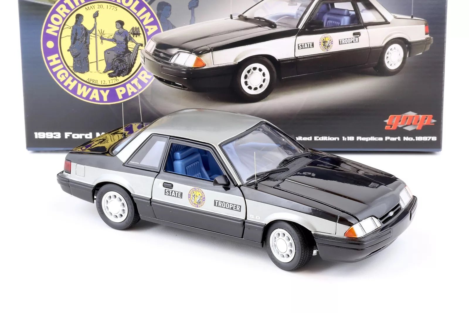 GMP/ACME Ford Mustang 5.0 SSP - North Carolina Highway Patrol State Trooper 1993 1:18 Modell - Artexio