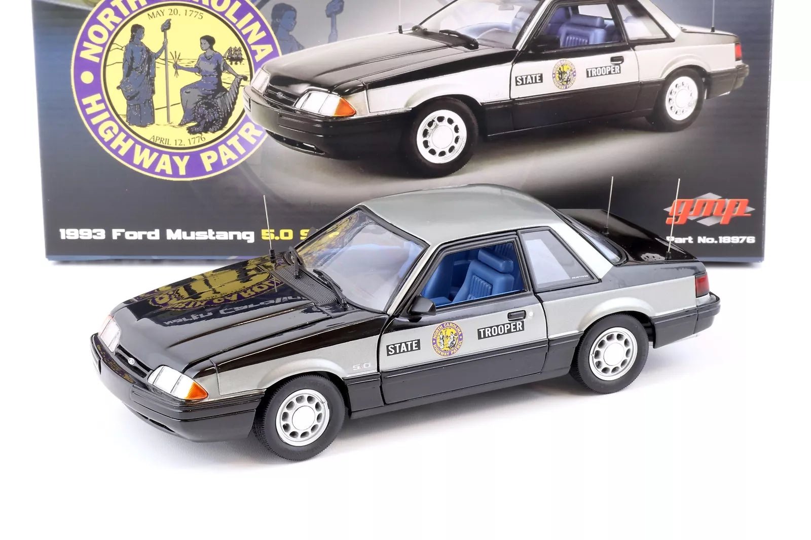 GMP/ACME Ford Mustang 5.0 SSP - North Carolina Highway Patrol State Trooper 1993 1:18 Modell - Artexio