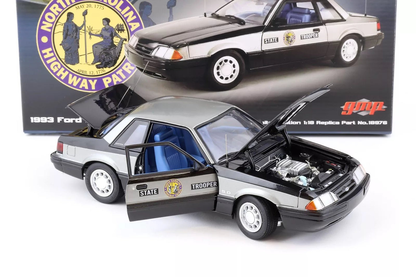 GMP/ACME Ford Mustang 5.0 SSP - North Carolina Highway Patrol State Trooper 1993 1:18 Modell - Artexio