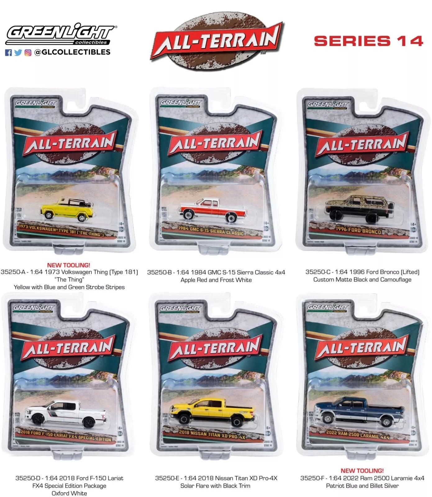 Greenlight All - Terrain Series 14 (Set mit 6 Modellwagen) 1:64 Modelle - Artexio