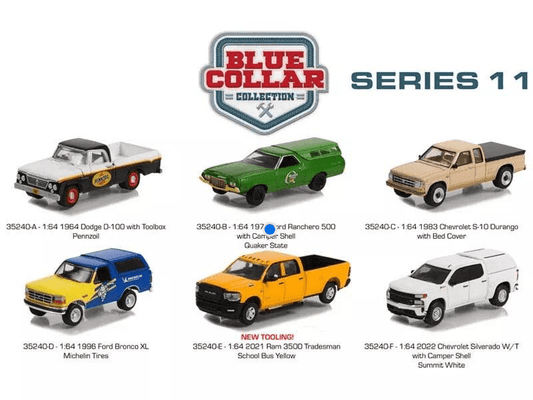 Greenlight Blue Collar Collection Series 11 (Set mit 6 Modellwagen) 1:64 Modelle