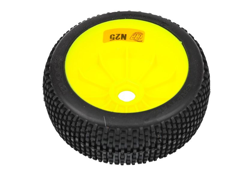 GRP 1:8 Buggy Komplettrad M20 BLOCK Felgendesign gelb in N25 Natural Compound Super Soft