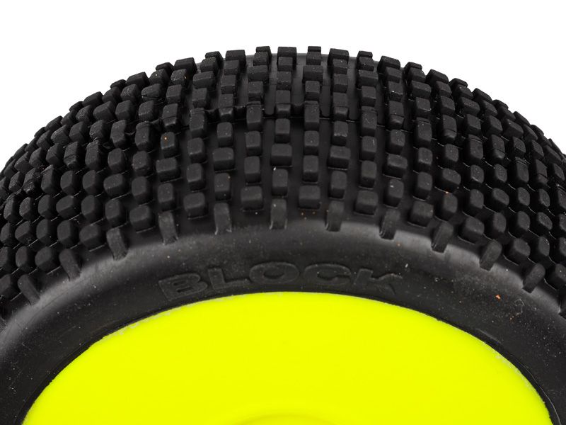 GRP 1:8 Buggy Komplettrad M20 BLOCK Felgendesign gelb in N25 Natural Compound Super Soft