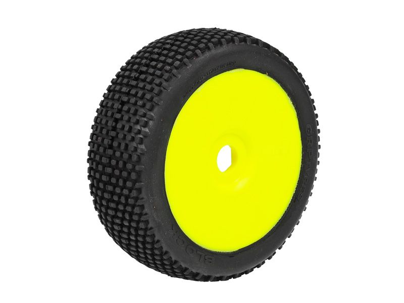 GRP 1:8 Buggy Komplettrad M20 BLOCK Felgendesign gelb in N25 Natural Compound Super Soft