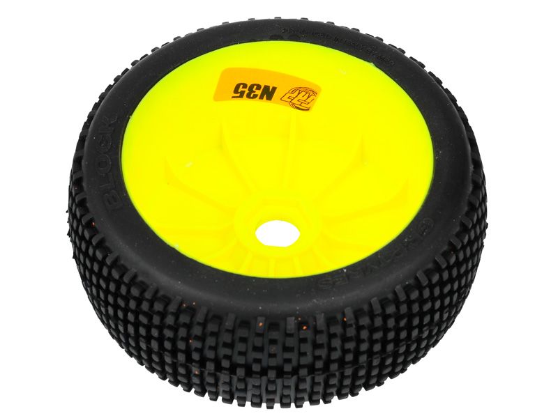 GRP 1:8 Buggy Komplettrad M20 BLOCK Felgendesign gelb in N35 Natural Compound Soft