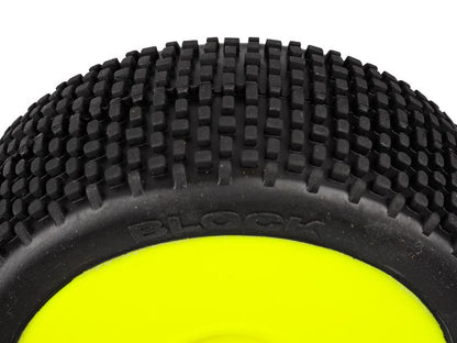 GRP 1:8 Buggy Komplettrad M20 BLOCK Felgendesign gelb in S35 Synthetic Compound Soft