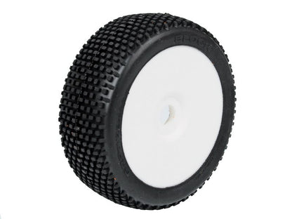 GRP 1:8 Buggy Komplettrad M20 BLOCK Felgendesign weiß in N25 Natural Compound Super Soft