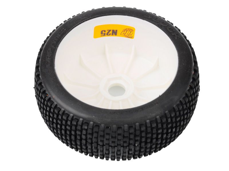 GRP 1:8 Buggy Komplettrad M20 BLOCK Felgendesign weiß in N25 Natural Compound Super Soft