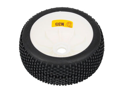 GRP 1:8 Buggy Komplettrad M20 BLOCK Felgendesign weiß in N35 Natural Compound Soft