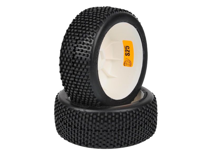GRP 1:8 Buggy Komplettrad M20 BLOCK Felgendesign weiß in S25 Synthetic Compound Super Soft