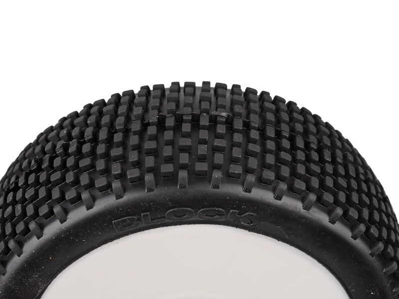 GRP 1:8 Buggy Komplettrad M20 BLOCK Felgendesign weiß in S25 Synthetic Compound Super Soft