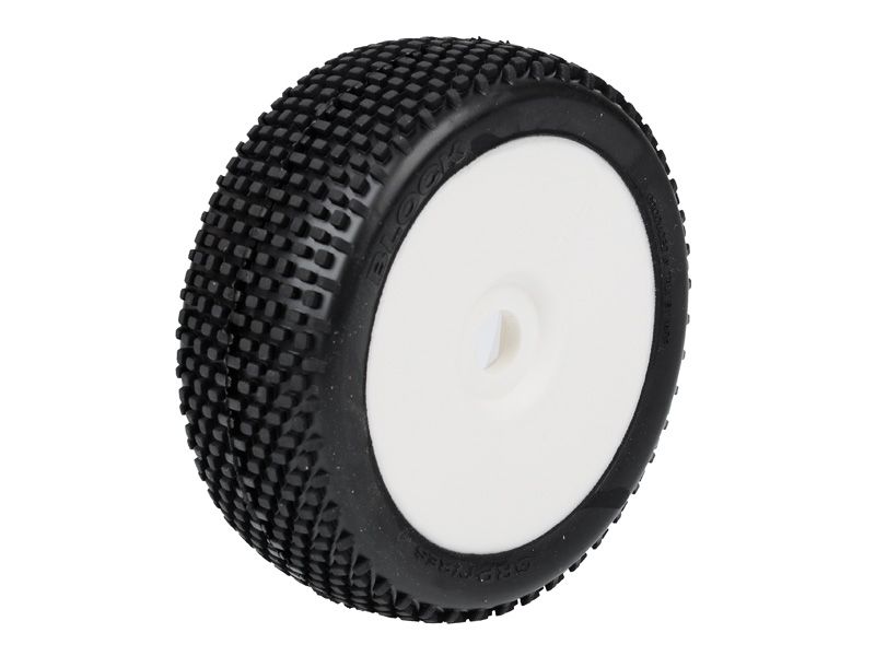GRP 1:8 Buggy Komplettrad M20 BLOCK Felgendesign weiß in S35 Synthetic Compound Soft