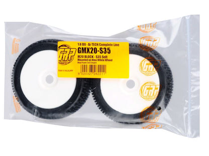 GRP 1:8 Buggy Komplettrad M20 BLOCK Felgendesign weiß in S35 Synthetic Compound Soft