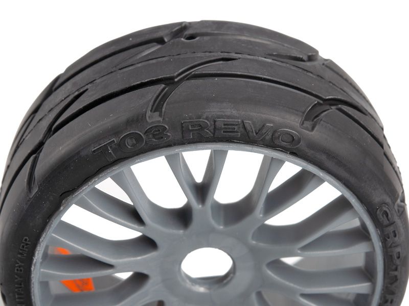 GRP 1:8 GT XM4 Profil T03 REVO Komplettrad Soft-Medium grau "Markencup"